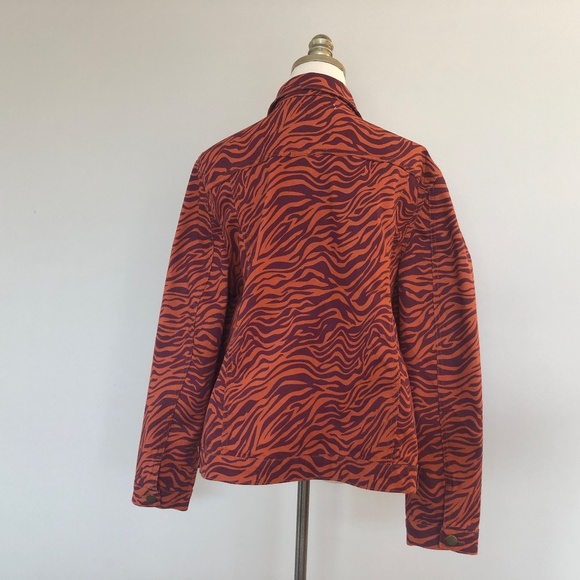 Jacket Tiger Animal Stripe Purple Orange Plus Size 2X Cotton Spandex Stretchy - Picture 7 of 9